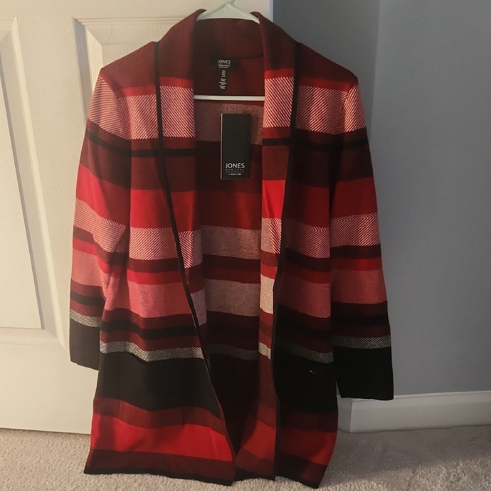 Jones New York Multicolor Plaid Cardigan